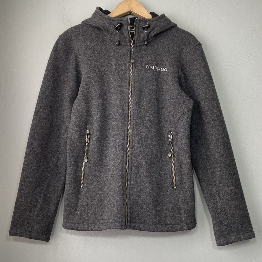 MacPac Wool Jacket Size 8 Gray Outdoors Hiking Gorpcore Basic Base Layer Hooded